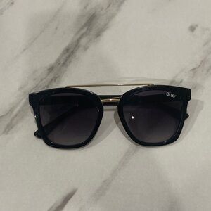 Quay Australia Black Sunglasses with Gold Double Bar